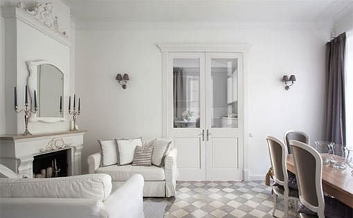 White half view French interior doors